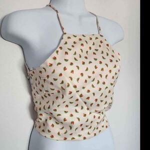 Zara Cream Watermelon-Print Halter Tank Top